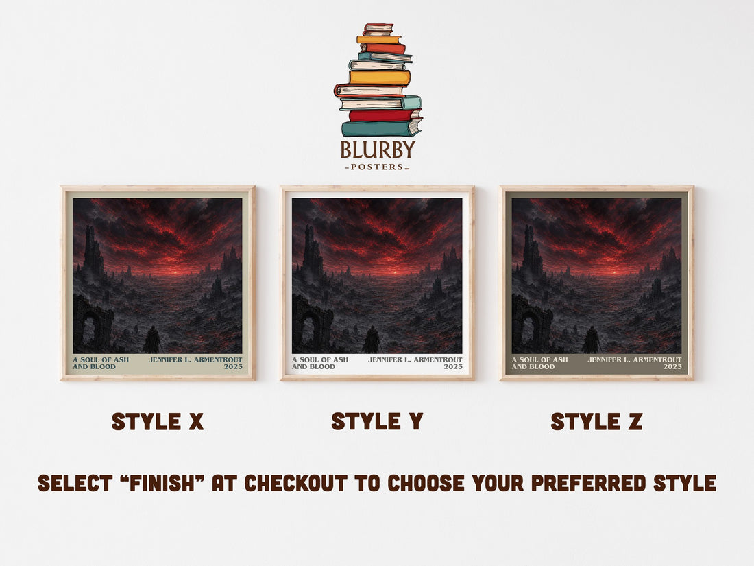 A Soul of Ash and Blood literary print in frame leaning in hallway – fantasy wall art (mockup)