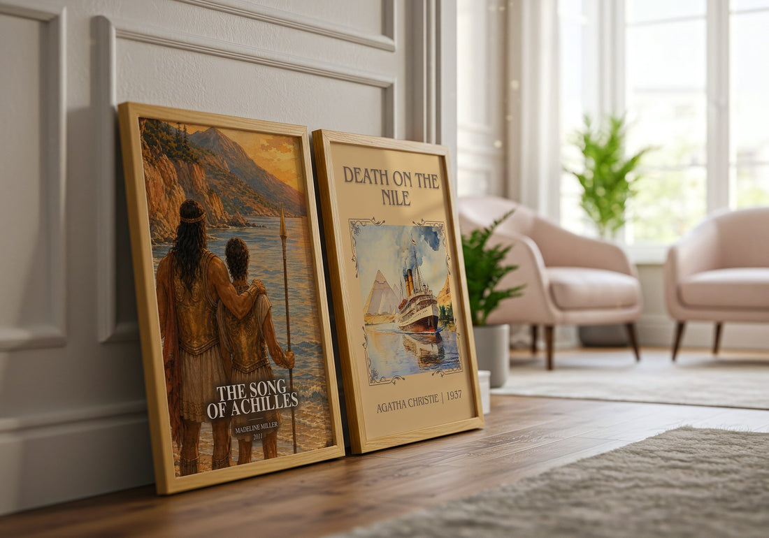 The Song of Achilles watercolour print framed by window – literary home decor