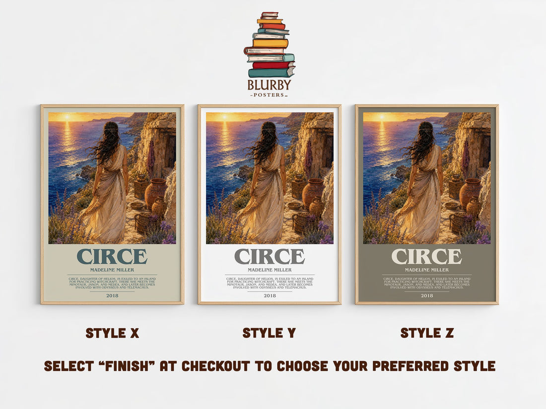 Circe bookish print in frame leaning in hallway – fantasy wall art (mockup)