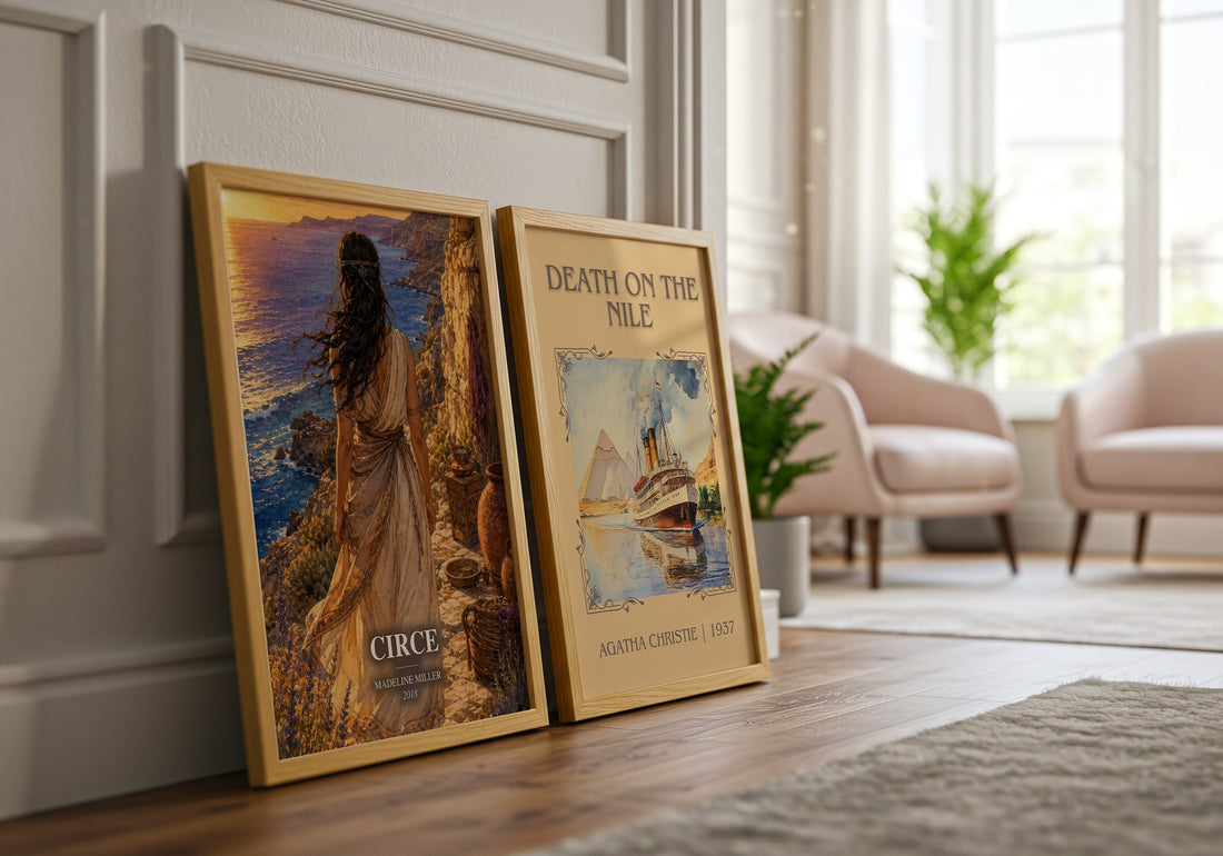 Circe watercolour print framed by window – literary home decor
