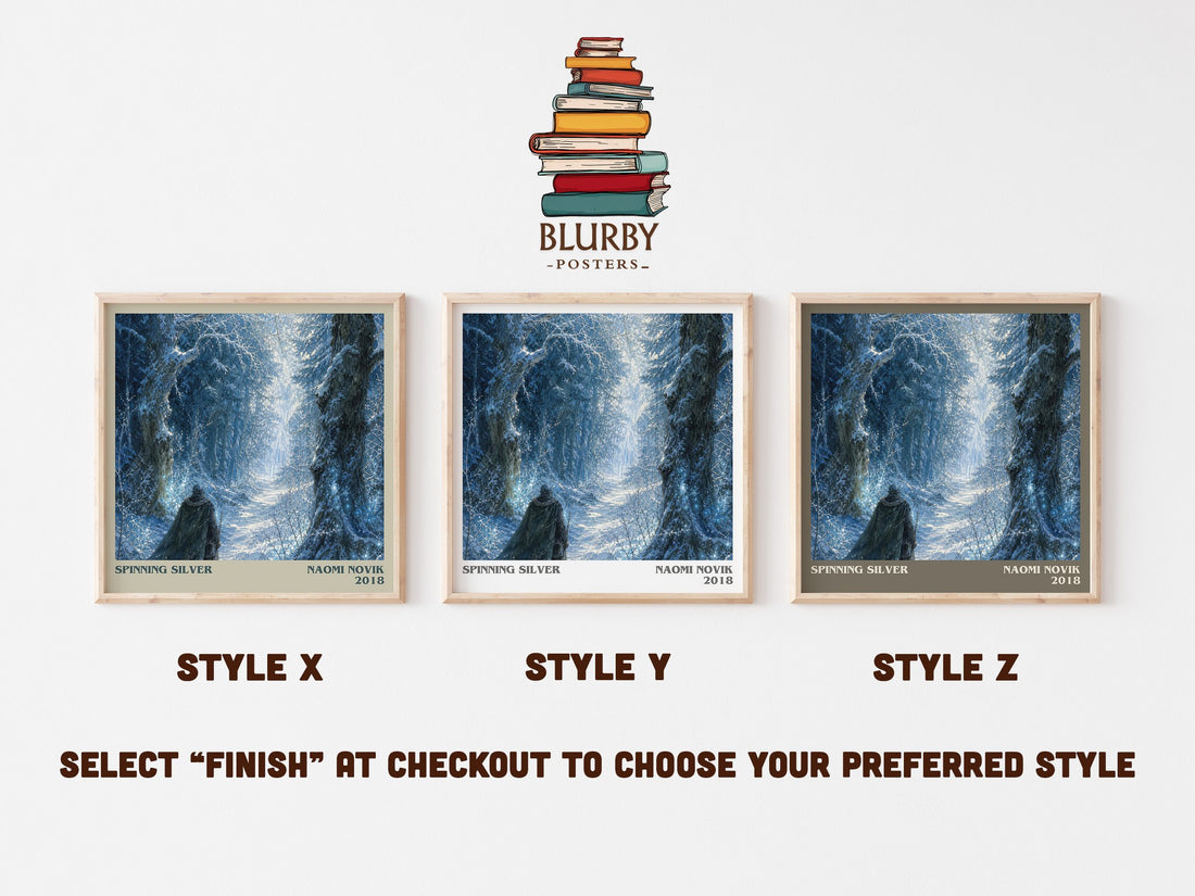Spinning Silver literary print in frame leaning in hallway – fantasy wall art (mockup)