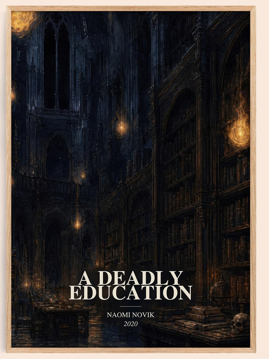 A Deadly Education watercolour book poster by Naomi Novik – framed literary art print