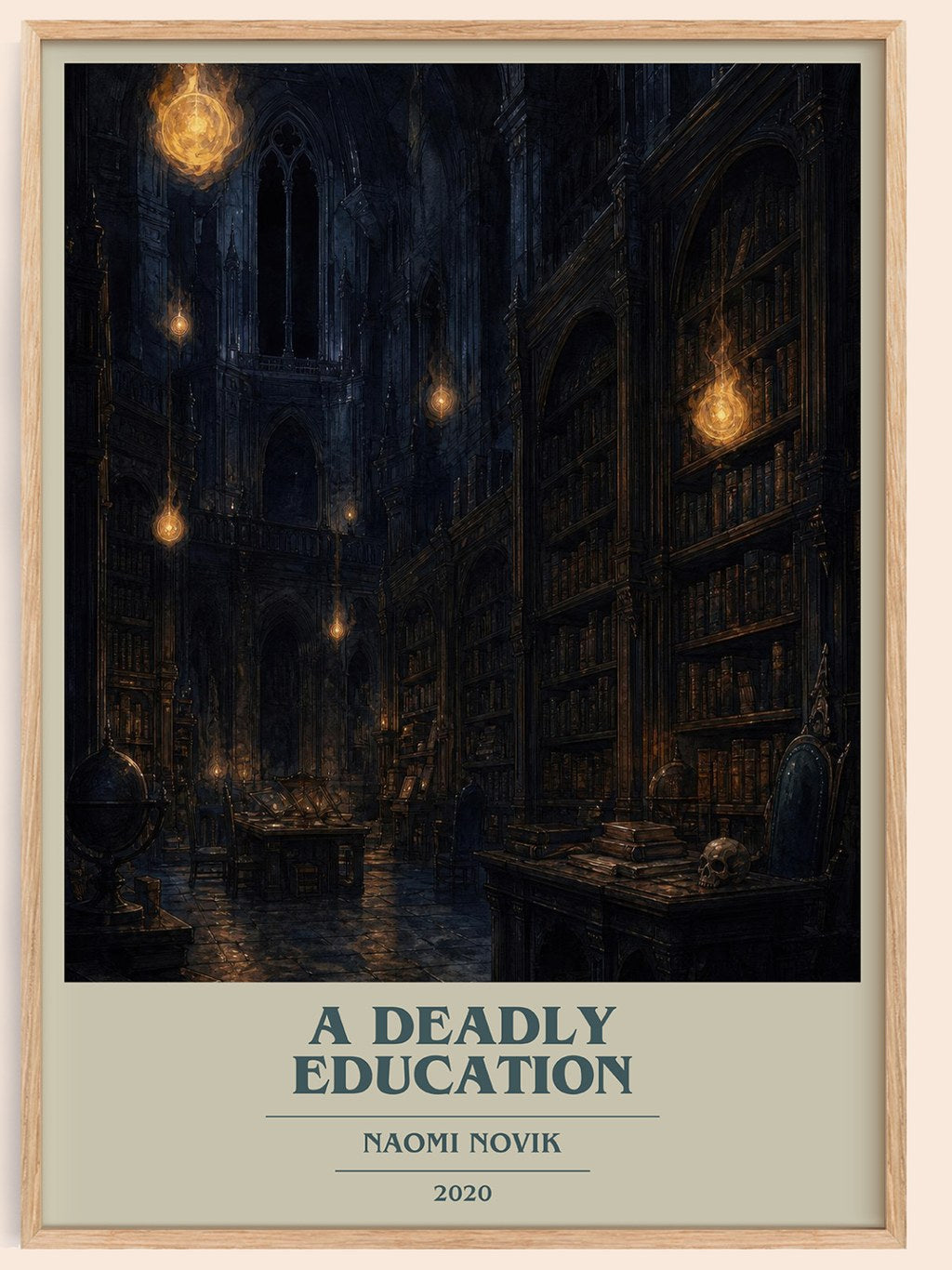 A Deadly Education book cover book poster by Naomi Novik – framed literary art print
