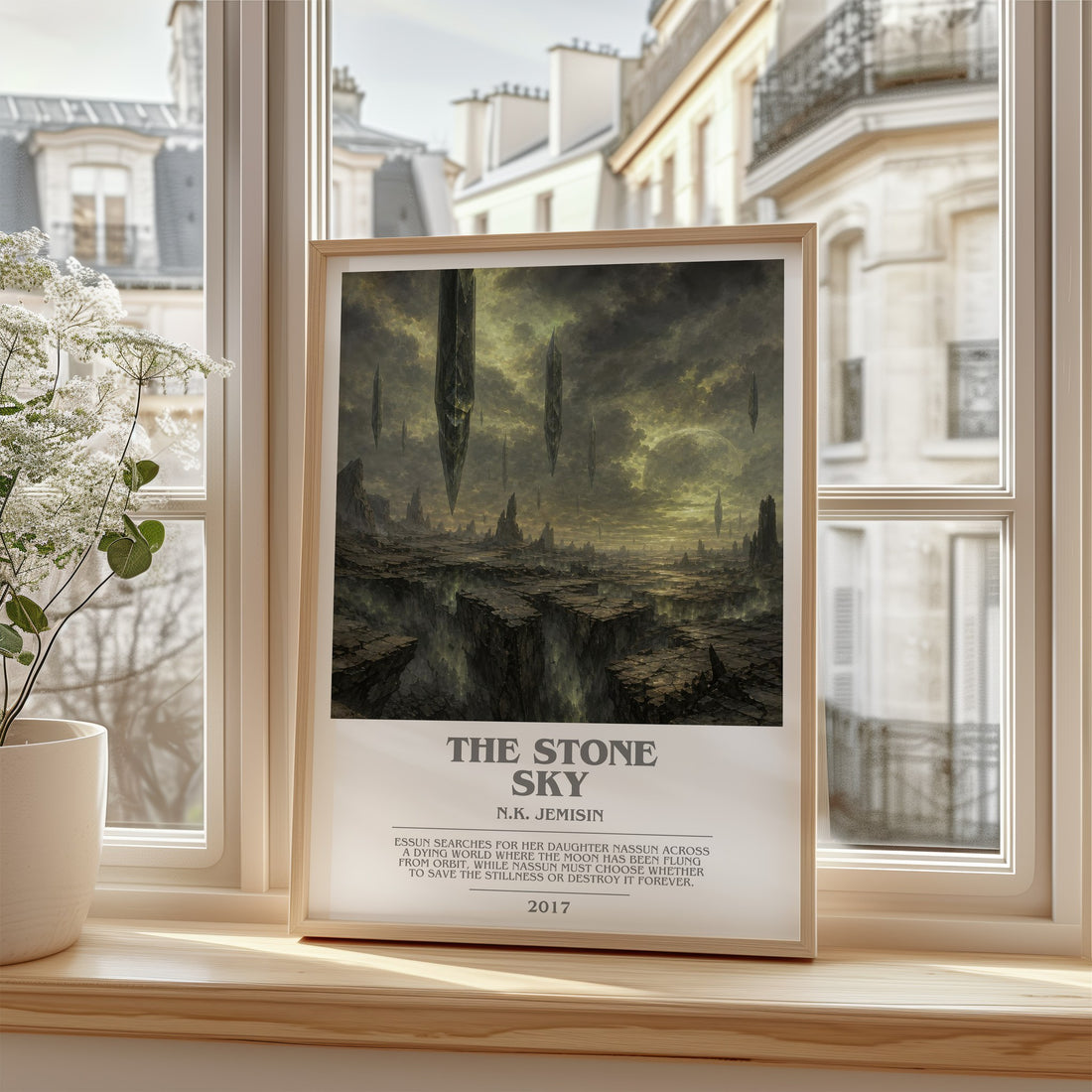 The Stone Sky bookish poster colour and style options – N.K. Jemisin book art