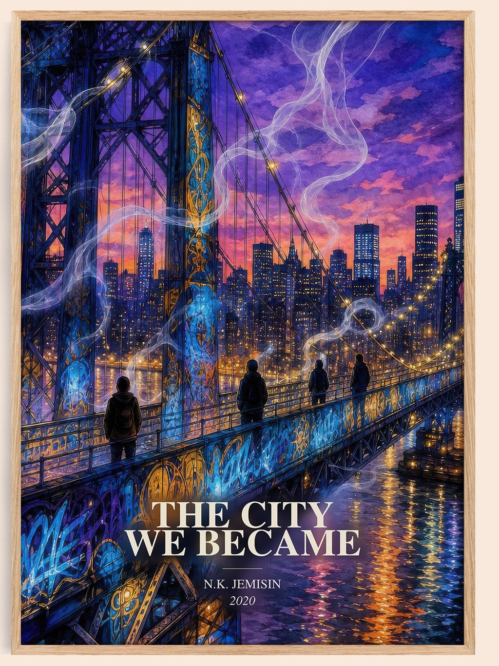 The City We Became watercolour book poster by N.K. Jemisin – framed literary art print