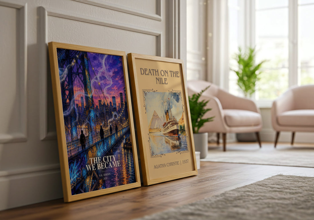 The City We Became watercolour print framed by window – literary home decor