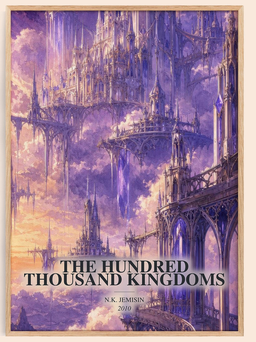 The Hundred Thousand Kingdoms watercolour book poster by N.K. Jemisin – framed literary art print