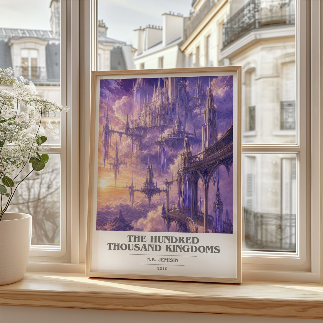 The Hundred Thousand Kingdoms book cover poster colour and style options – N.K. Jemisin book art