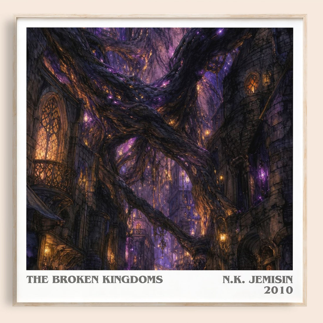 The Broken Kingdoms literary book poster by N.K. Jemisin – framed literary art print