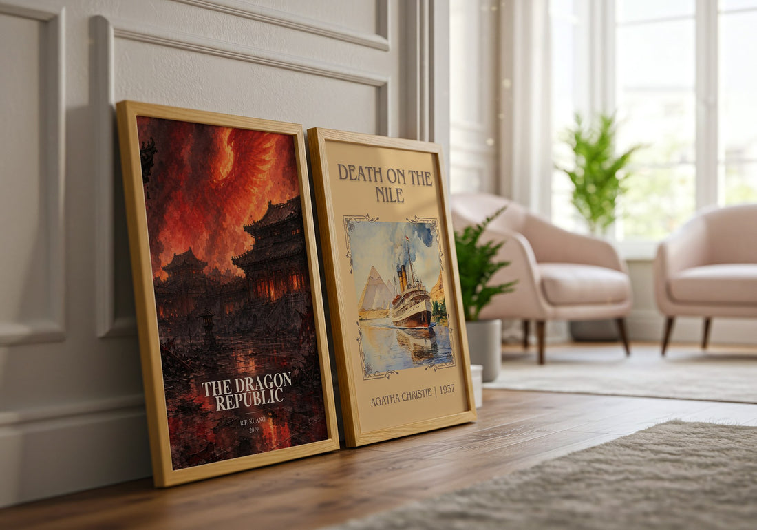 The Dragon Republic watercolour print framed by window – literary home decor