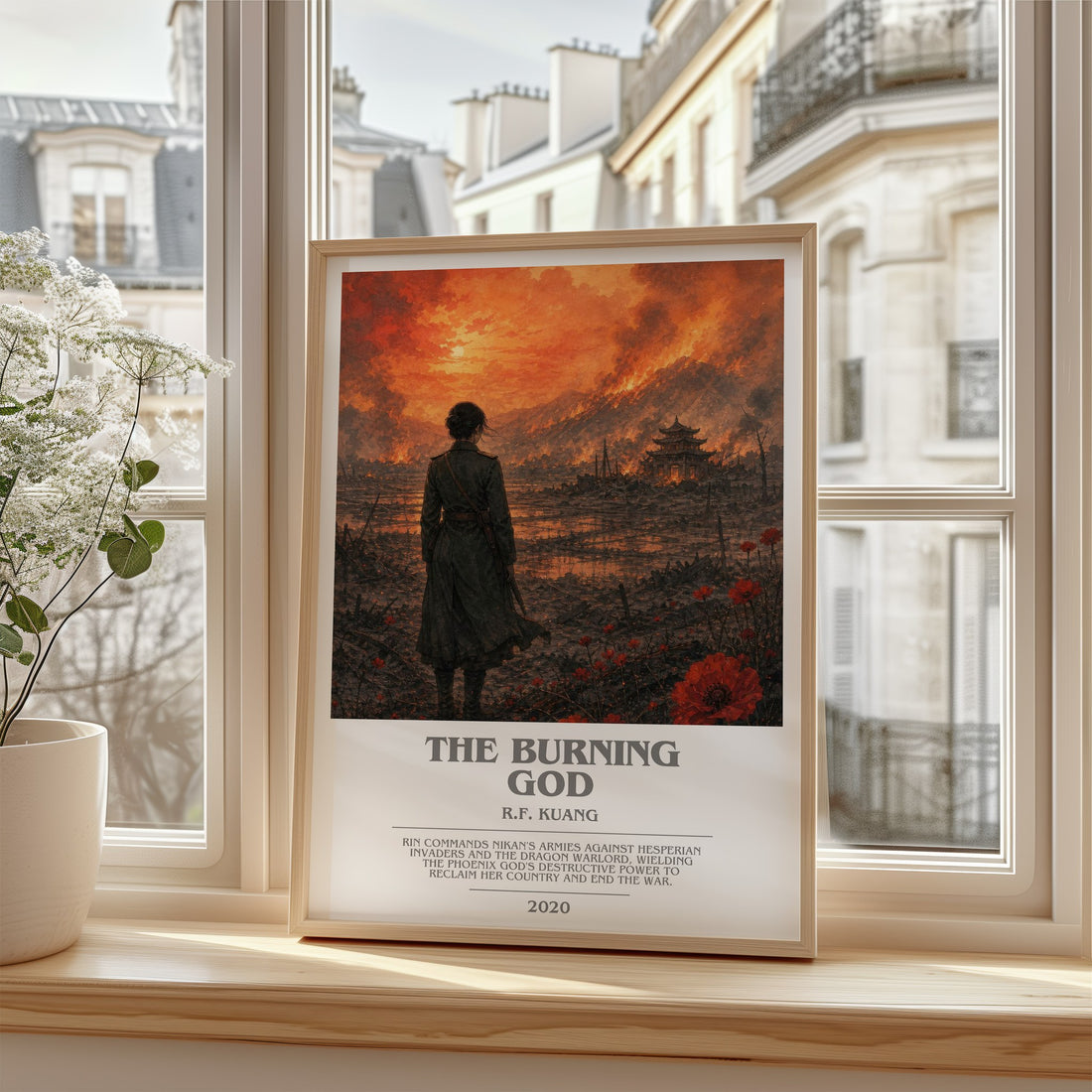 The Burning God bookish poster colour and style options – R.F. Kuang book art