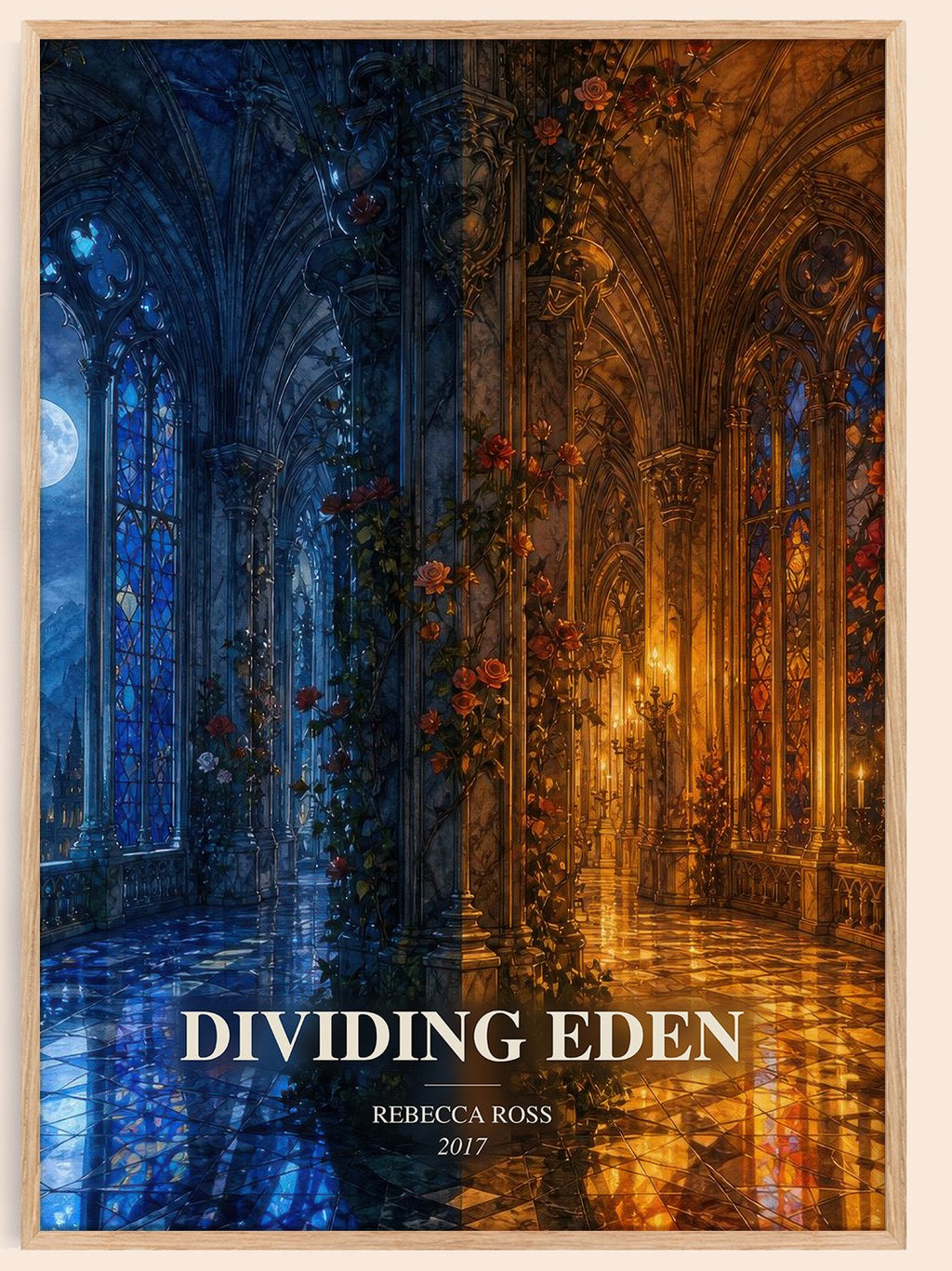 Dividing Eden watercolour book poster by Rebecca Ross – framed literary art print