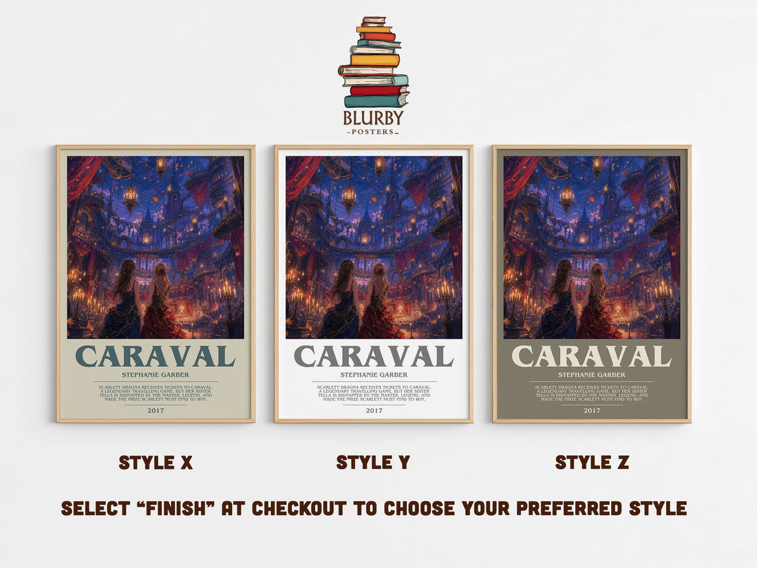 Caraval bookish print in frame leaning in hallway – fantasy wall art (mockup)