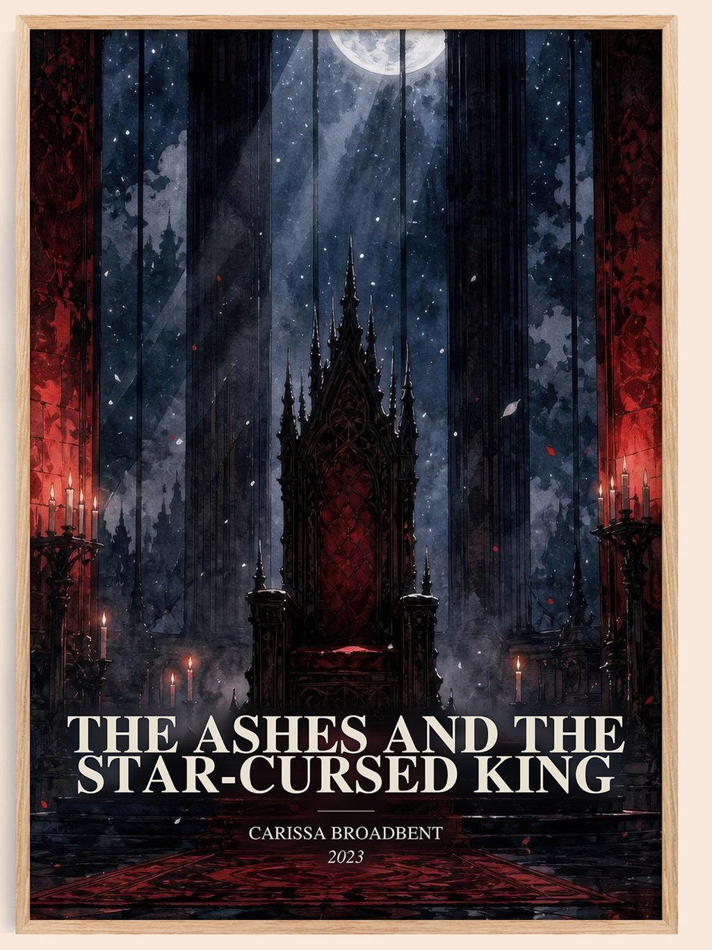 The Ashes and the Star-Cursed King watercolour book poster by Carissa Broadbent – framed literary art print