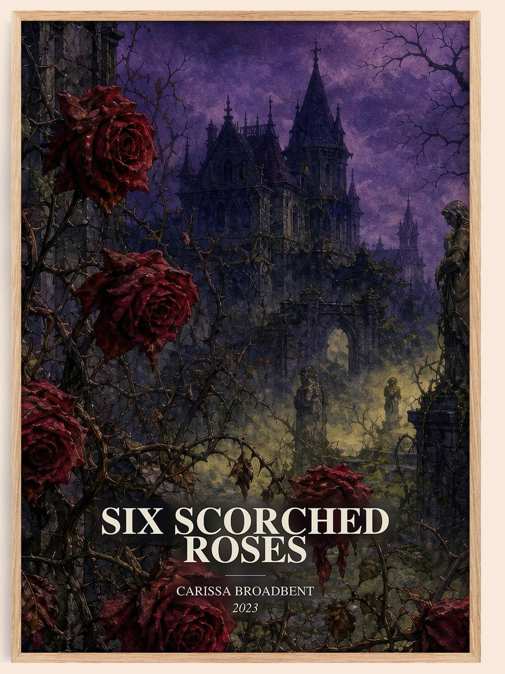 Six Scorched Roses watercolour book poster by Carissa Broadbent – framed literary art print