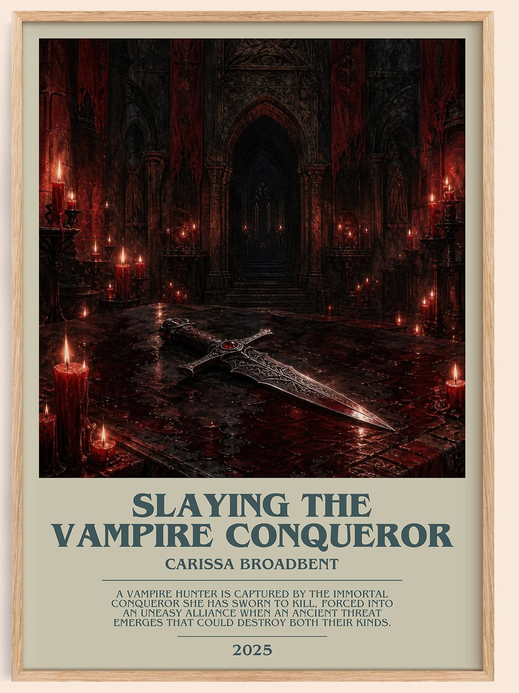 Slaying the Vampire Conqueror bookish book poster by Carissa Broadbent – framed literary art print