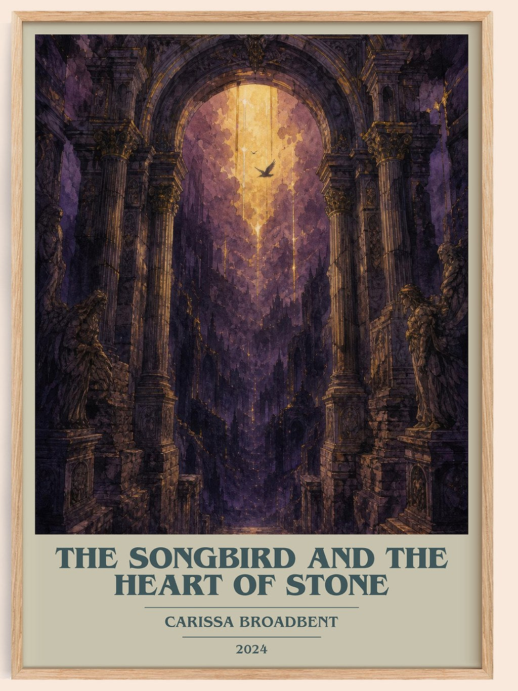 The Songbird and the Heart of Stone book cover book poster by Carissa Broadbent – framed literary art print