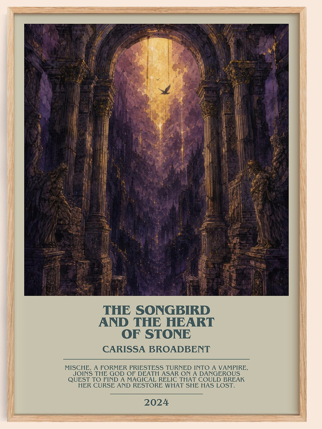 The Songbird and the Heart of Stone bookish book poster by Carissa Broadbent – framed literary art print