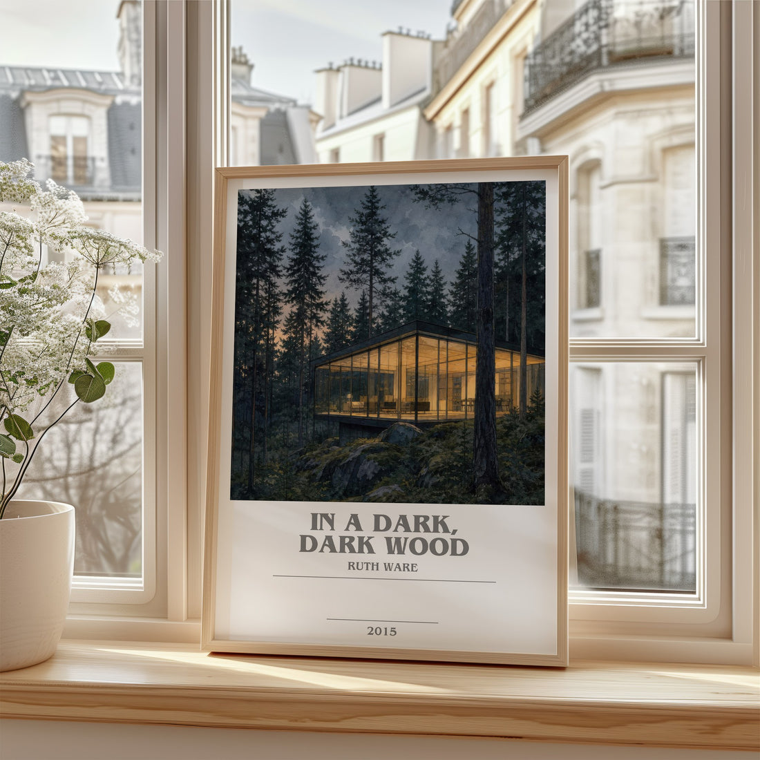 In a Dark, Dark Wood bookish poster colour and style options – Ruth Ware book art