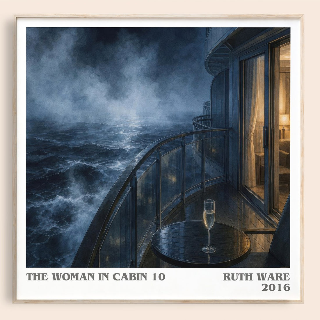 The Woman in Cabin 10 literary book poster by Ruth Ware – framed literary art print