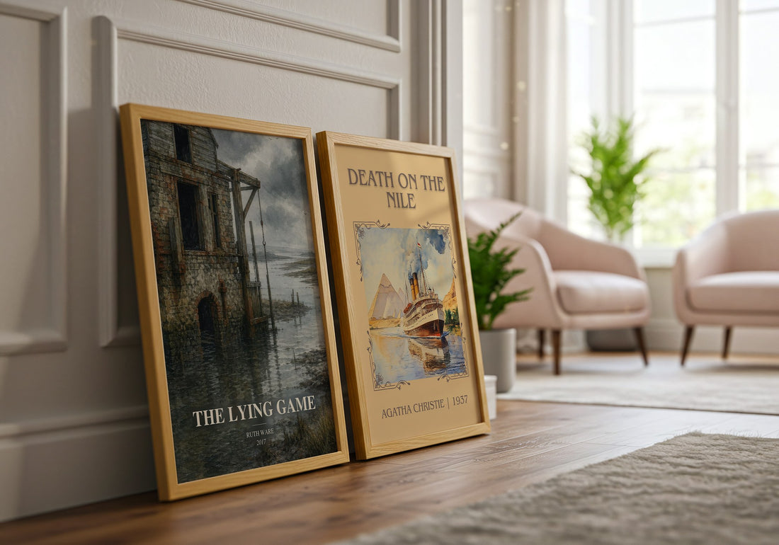 The Lying Game watercolour print framed by window – literary home decor