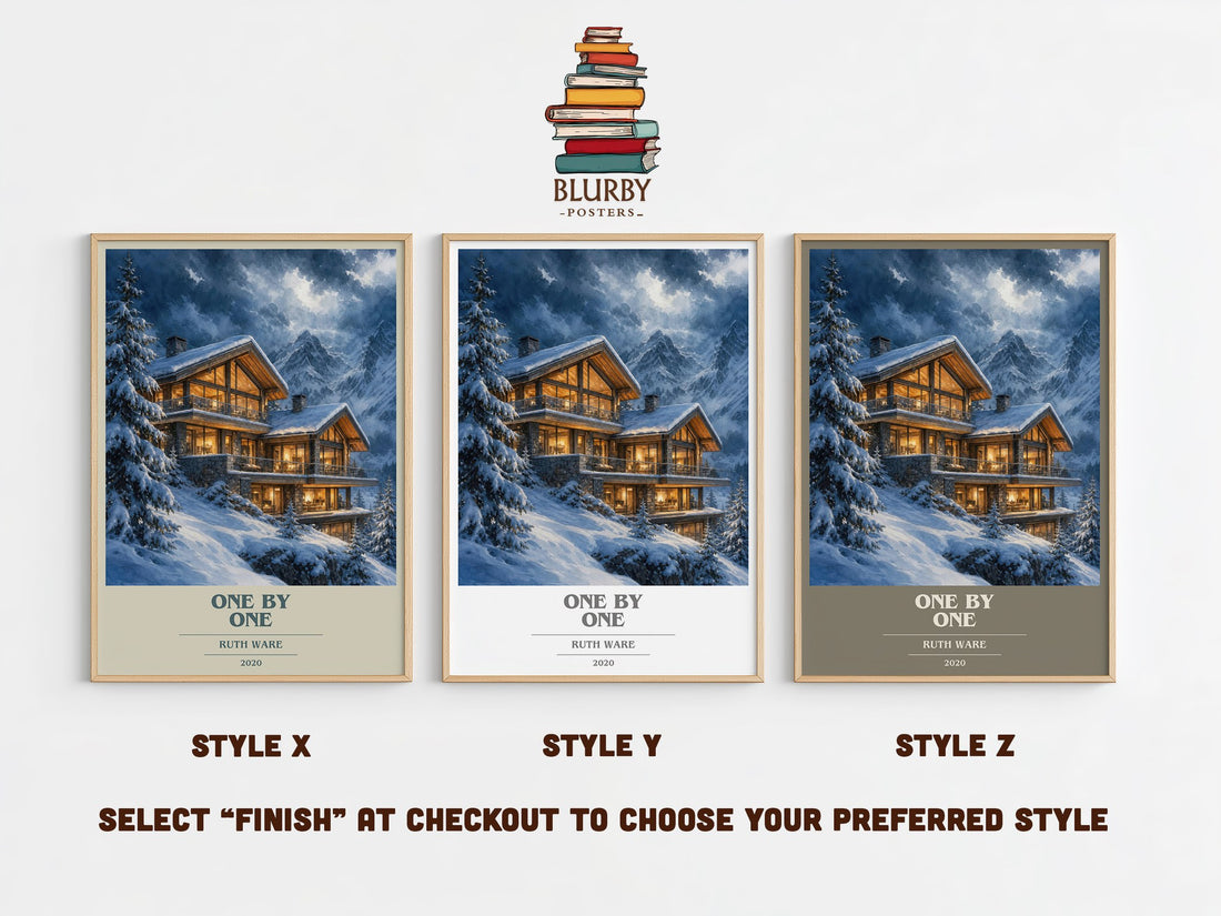 One by One book cover print in frame leaning in hallway – thriller wall art (mockup)