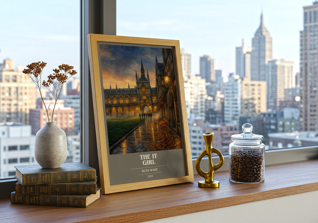 The It Girl book cover print framed by window – literary home decor