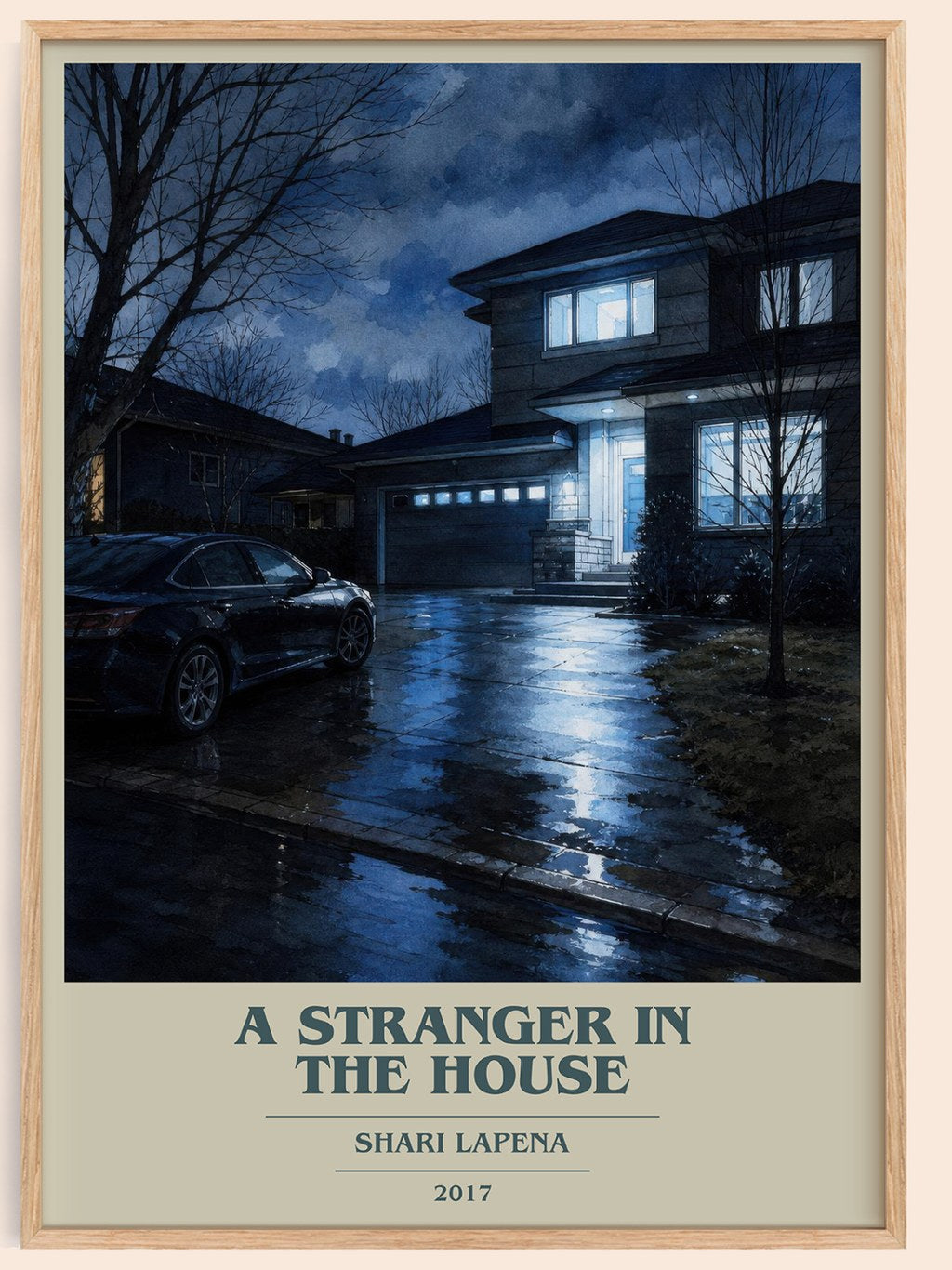 A Stranger in the House book cover book poster by Shari Lapena – framed literary art print