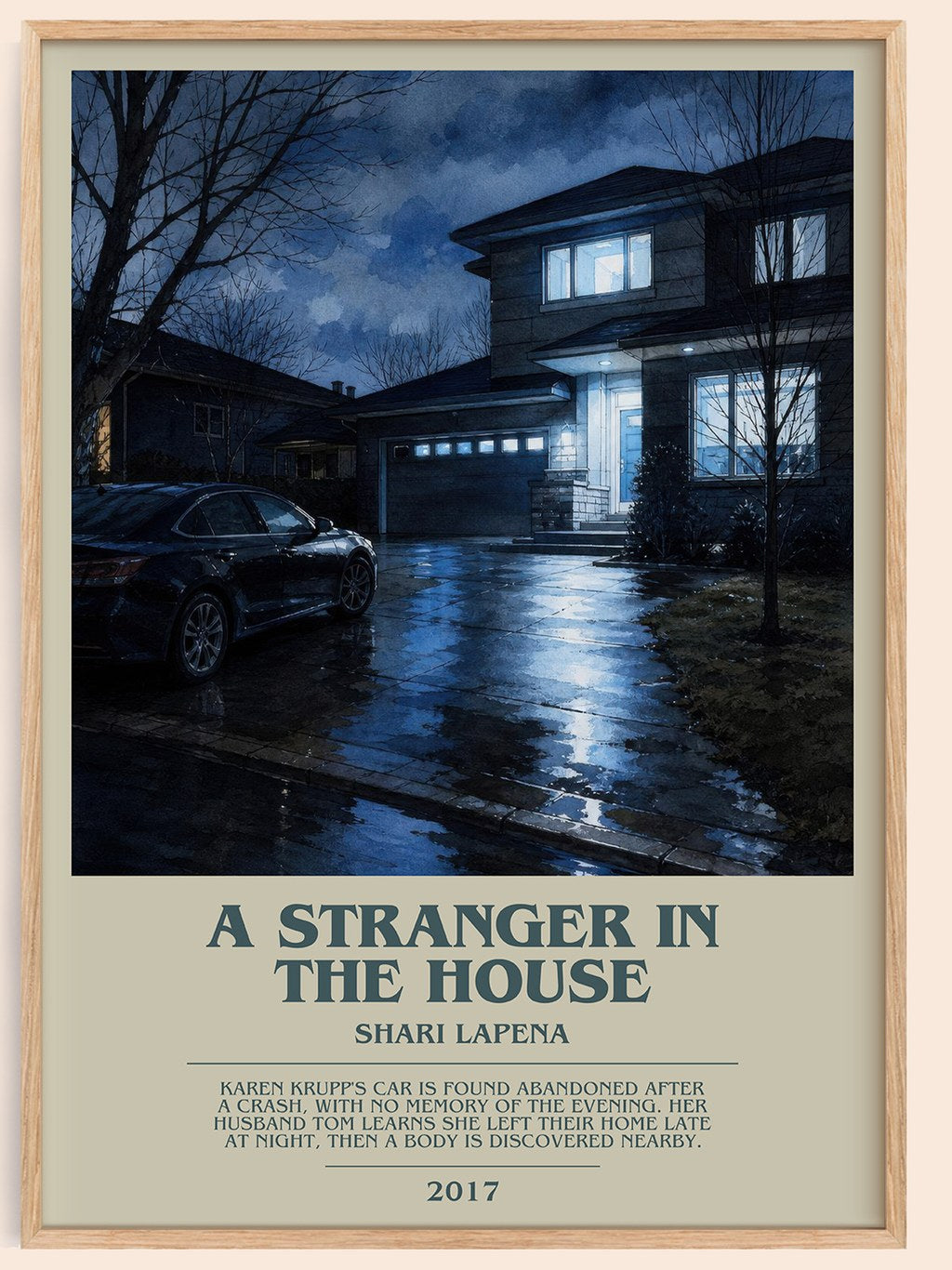 A Stranger in the House bookish book poster by Shari Lapena – framed literary art print