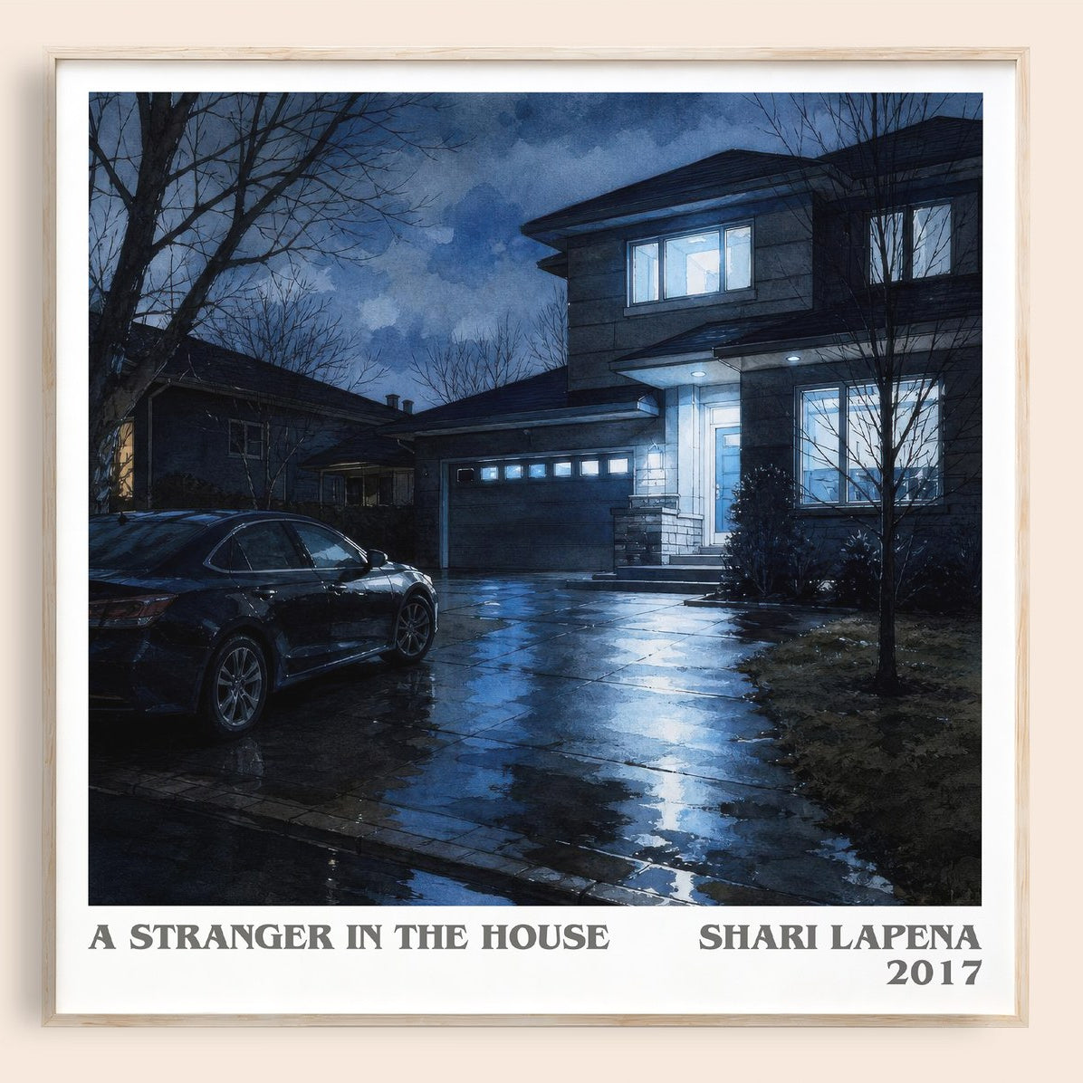 A Stranger in the House literary book poster by Shari Lapena – framed literary art print