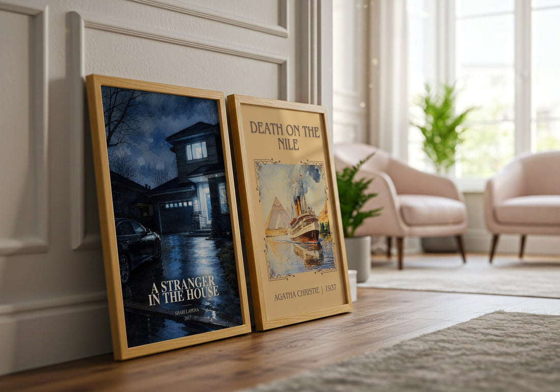 A Stranger in the House watercolour print framed by window – literary home decor