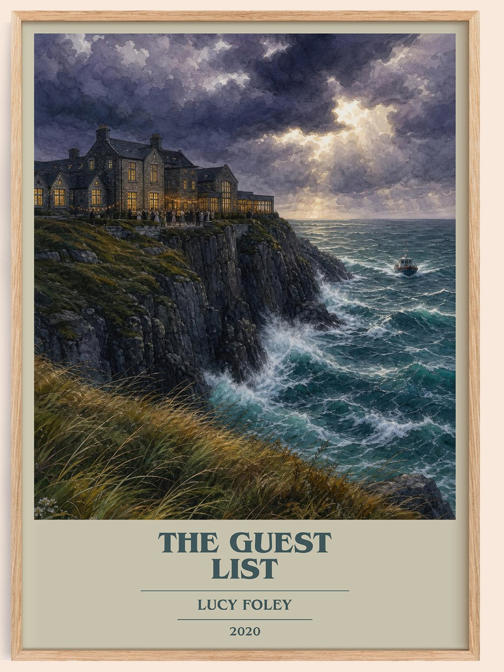 The Guest List book cover book poster by Lucy Foley – framed literary art print