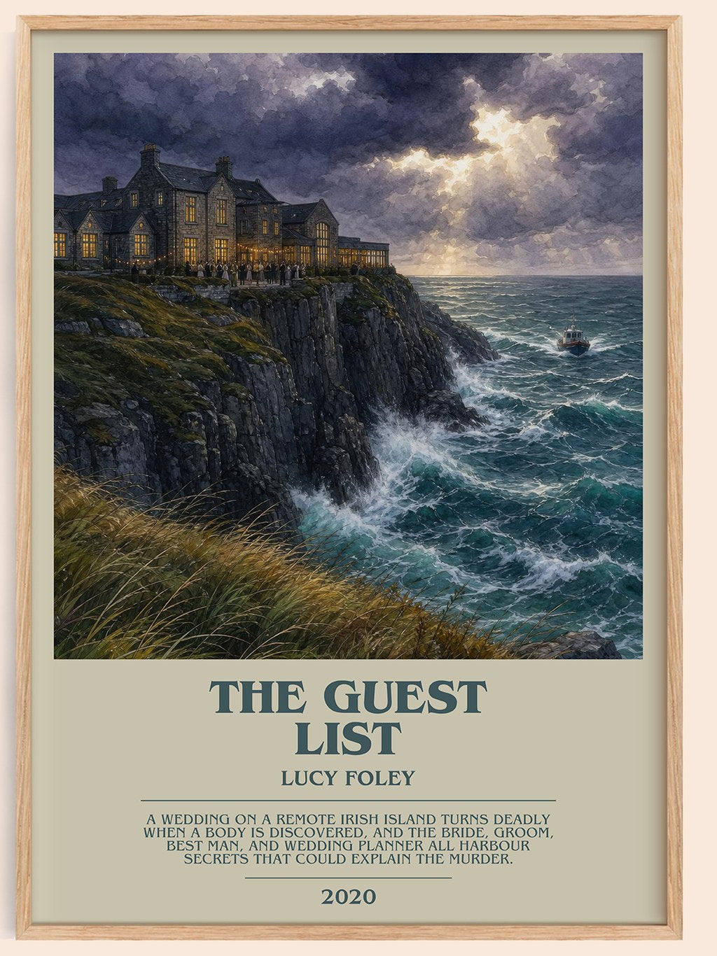 The Guest List bookish book poster by Lucy Foley – framed literary art print