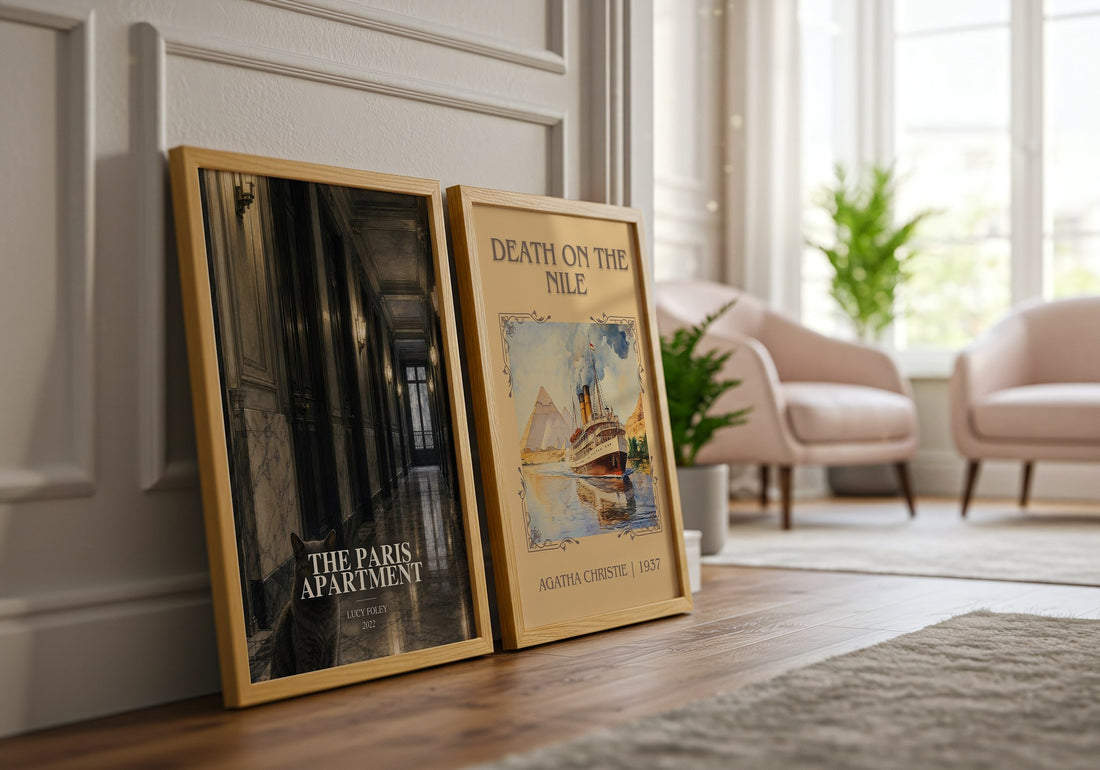 The Paris Apartment watercolour print framed by window – literary home decor