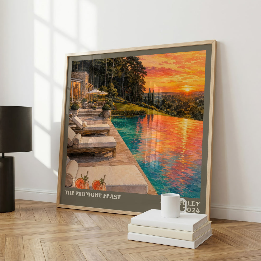 The Midnight Feast literary print framed by window – literary home decor