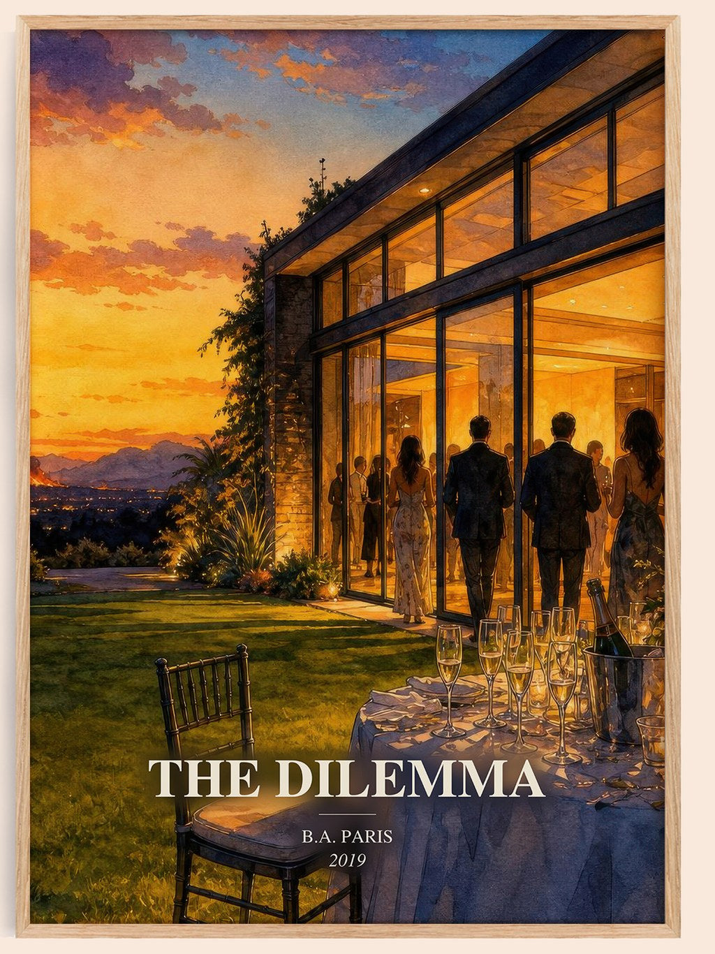 The Dilemma watercolour book poster by B.A. Paris – framed literary art print