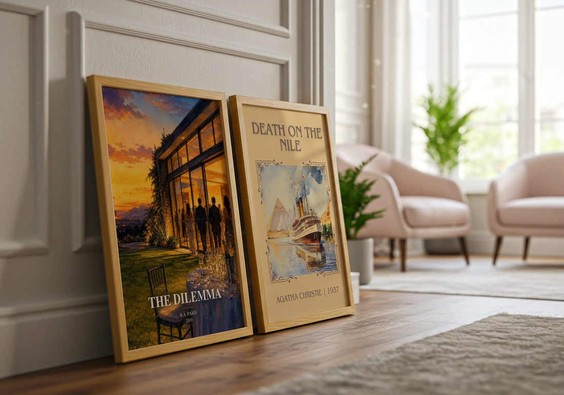 The Dilemma watercolour print framed by window – literary home decor