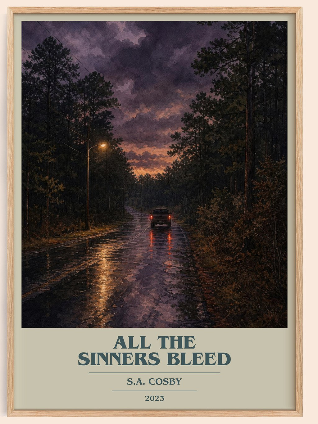 All the Sinners Bleed book cover book poster by S.A. Cosby – framed literary art print