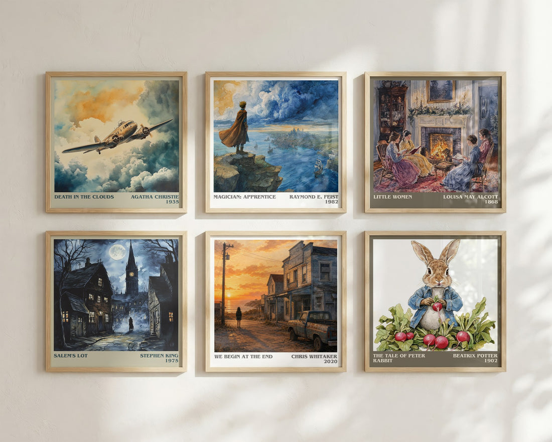 We Begin at the End literary art print colour and style options – Chris Whitaker book art