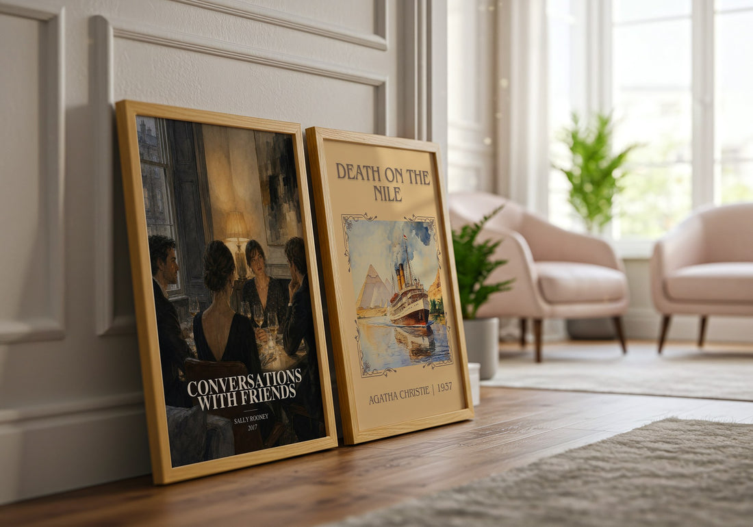 Conversations with Friends watercolour print framed by window – literary home decor