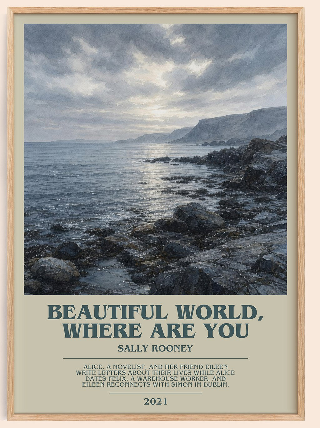 Beautiful World, Where Are You bookish book poster by Sally Rooney – framed literary art print
