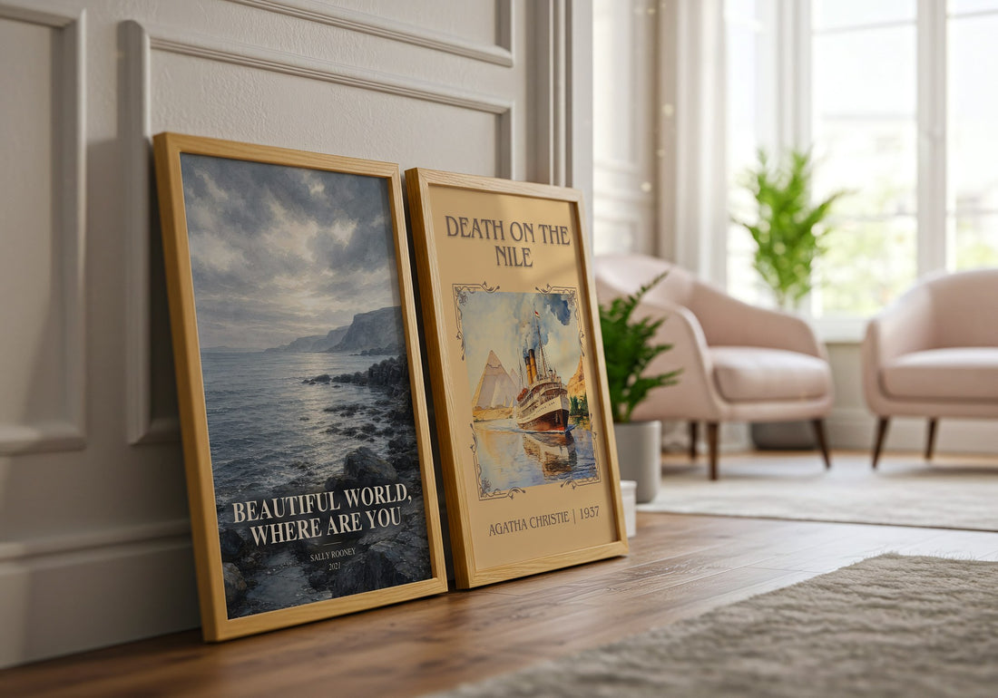 Beautiful World, Where Are You watercolour print framed by window – literary home decor