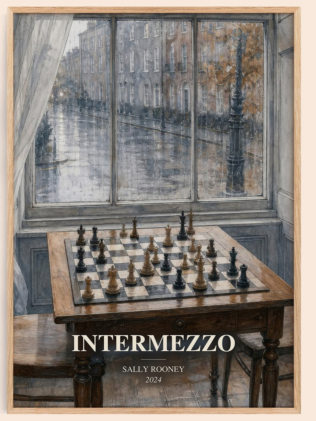 Intermezzo watercolour book poster by Sally Rooney – framed literary art print