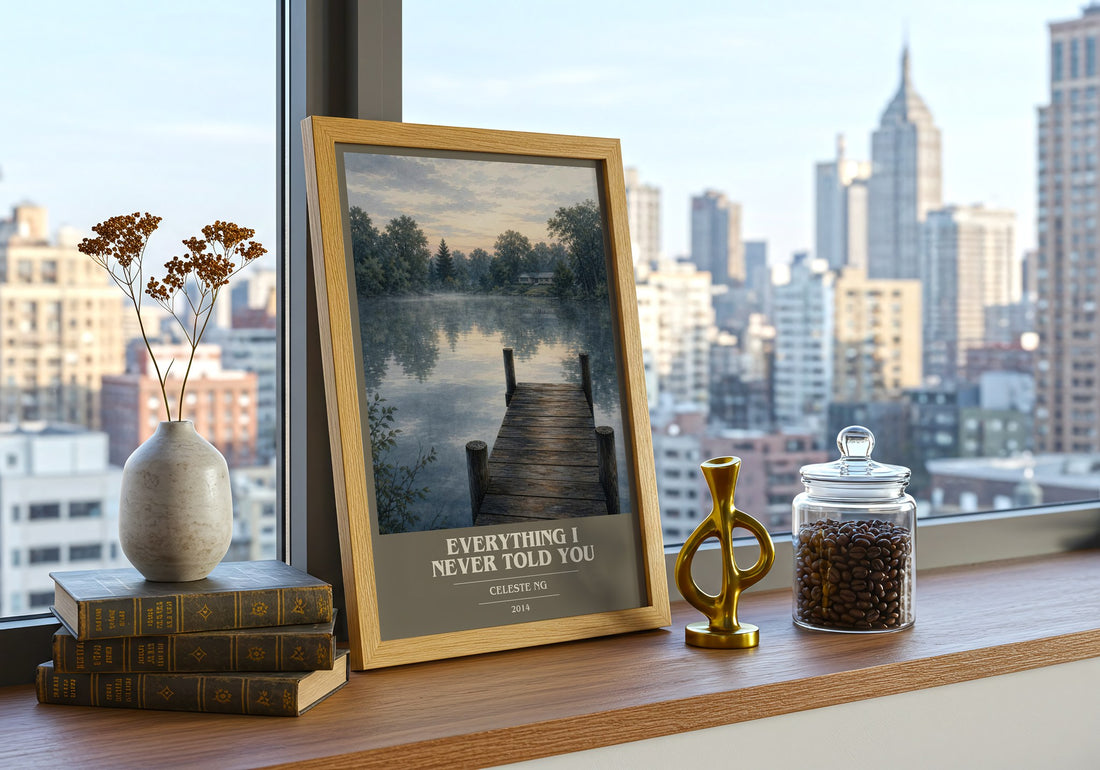 Everything I Never Told You book cover print framed by window – literary home decor