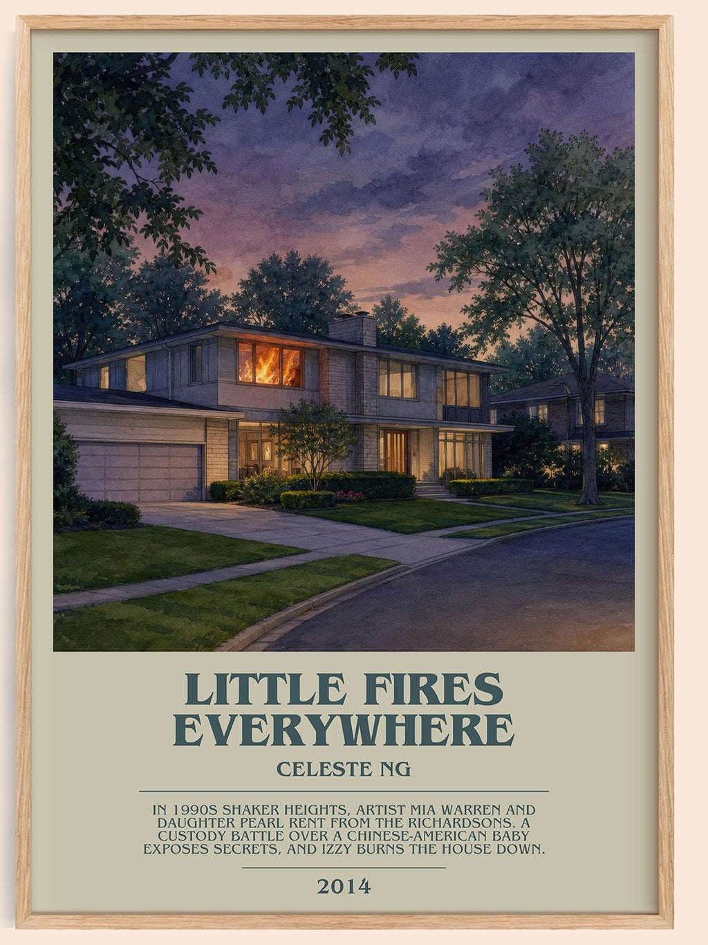 Little Fires Everywhere bookish book poster by Celeste Ng – framed literary art print
