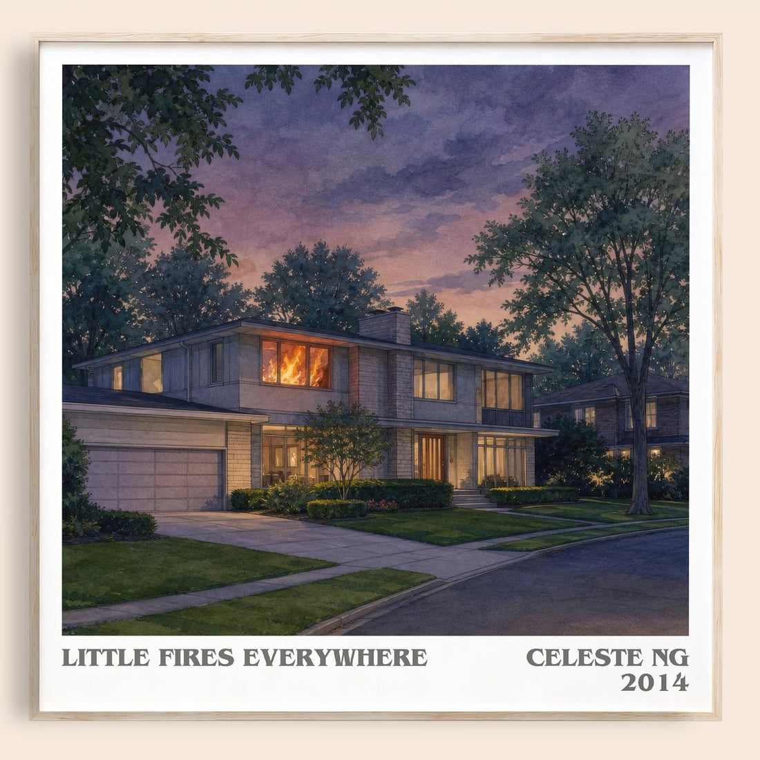 Little Fires Everywhere literary book poster by Celeste Ng – framed literary art print