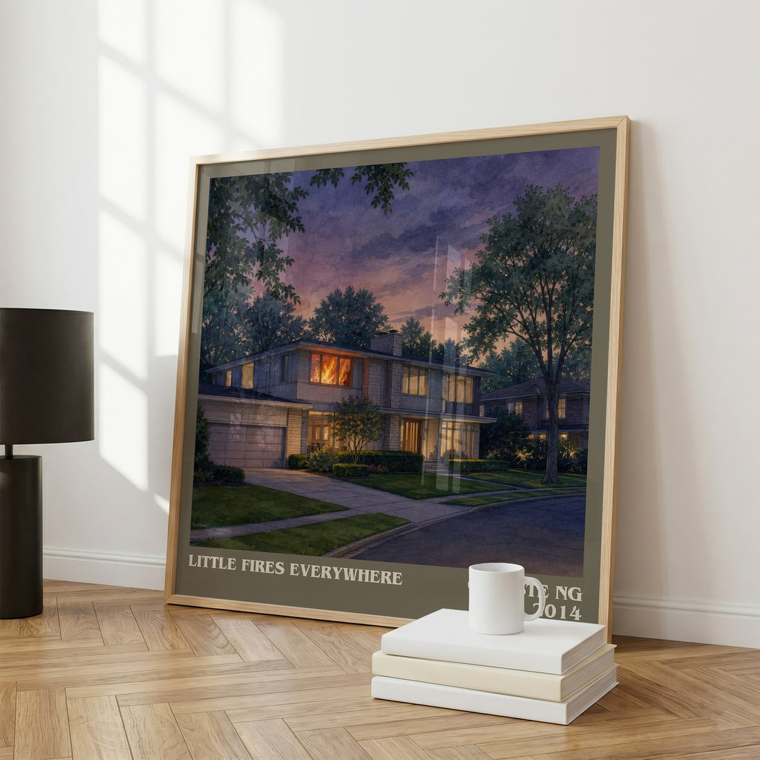 Little Fires Everywhere literary print framed by window – literary home decor