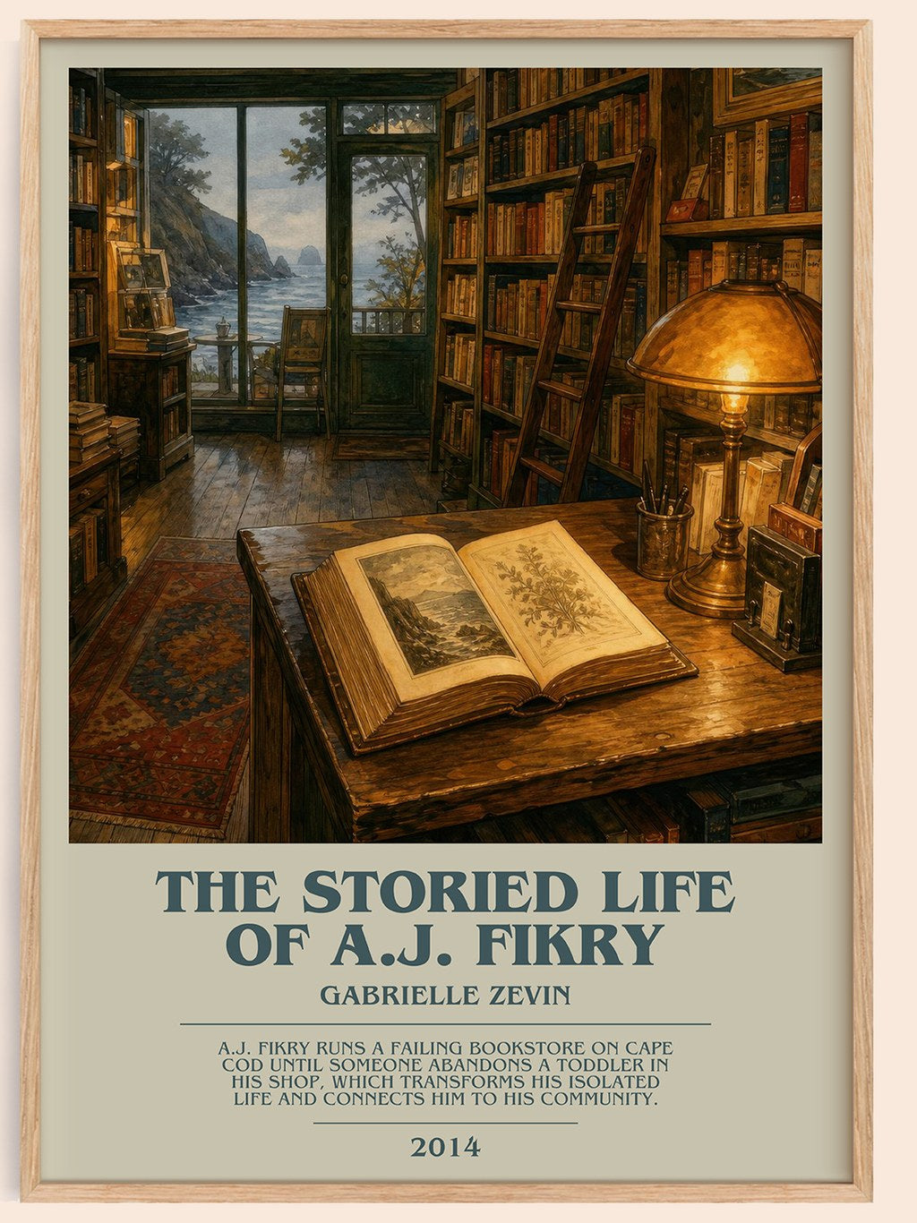 The Storied Life of A.J. Fikry bookish book poster by Gabrielle Zevin – framed literary art print