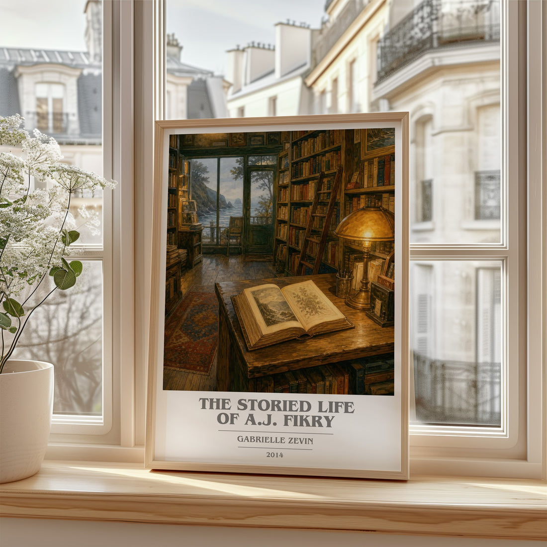 The Storied Life of A.J. Fikry book cover poster colour and style options – Gabrielle Zevin book art