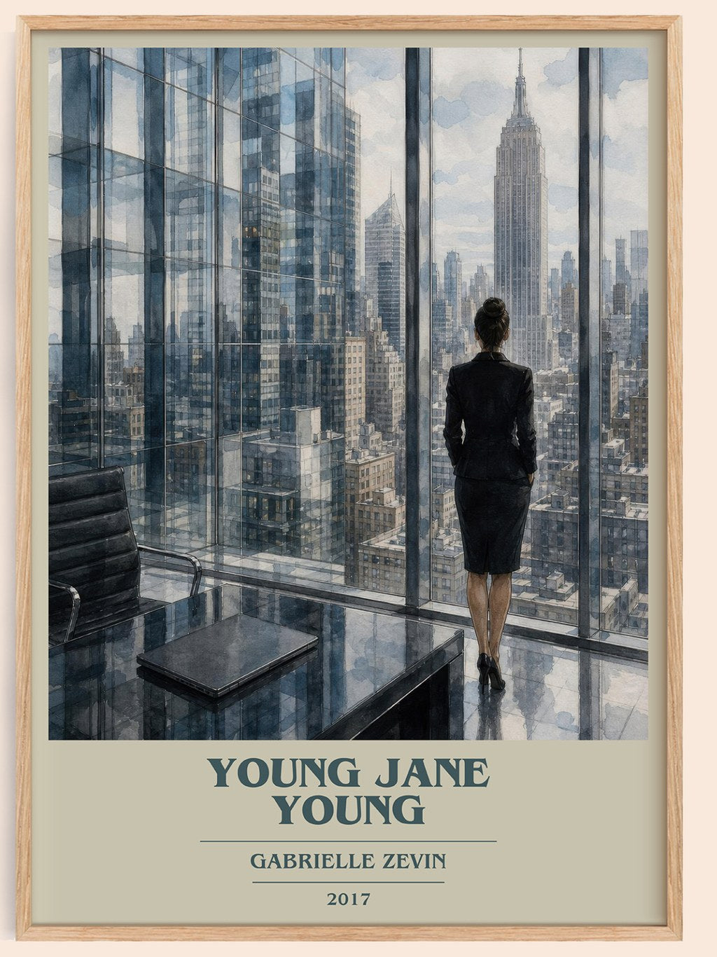 Young Jane Young book cover book poster by Gabrielle Zevin – framed literary art print